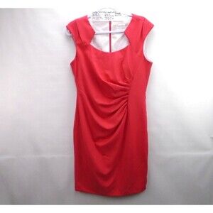 Calvin Klein Sheath Dress Womens Size 12 Side Ruched Horseshoe Neck Sleeveless